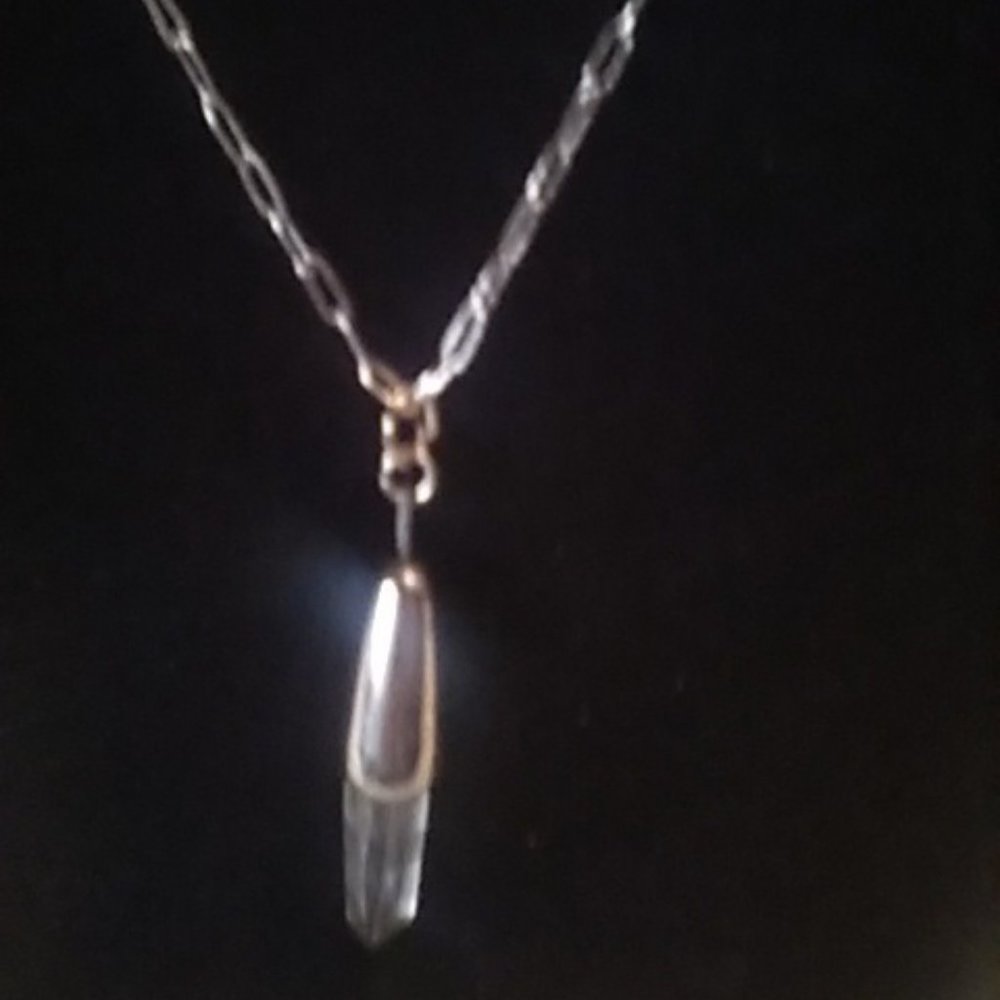 Necklace Crystal On Silver-Tone Dainty 15" Chain Choker Length Handmade Vintage
